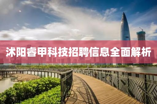沭阳睿甲科技招聘信息全面解析