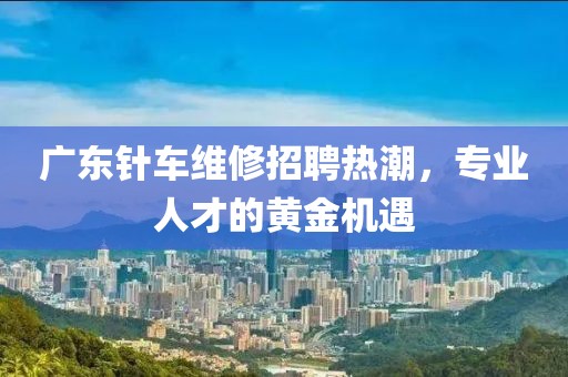 广东针车维修招聘热潮，专业人才的黄金机遇