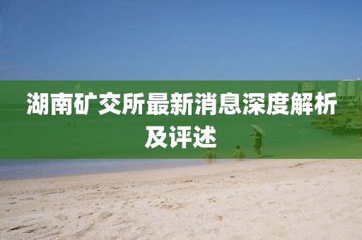 湖南矿交所最新消息深度解析及评述