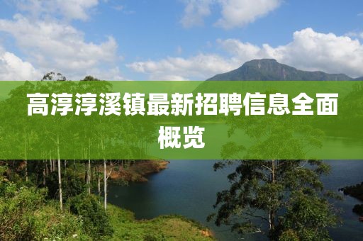 高淳淳溪镇最新招聘信息全面概览