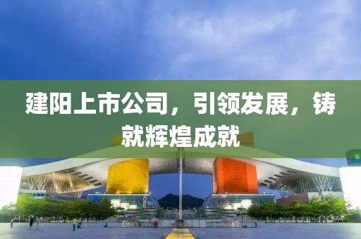 建阳上市公司，引领发展，铸就辉煌成就