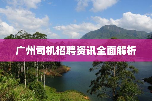 广州司机招聘资讯全面解析