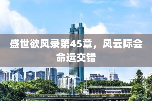 盛世欲风录第45章，风云际会命运交错