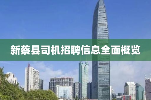 新蔡县司机招聘信息全面概览