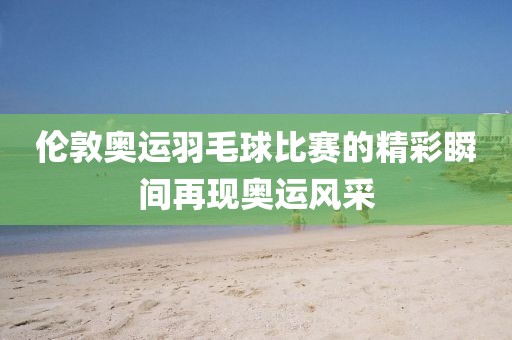 伦敦奥运羽毛球比赛的精彩瞬间再现奥运风采