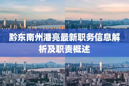 黔东南州潘亮最新职务信息解析及职责概述