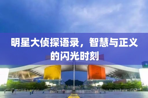 明星大侦探语录，智慧与正义的闪光时刻