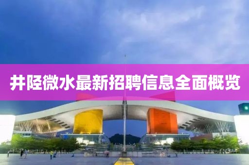 井陉微水最新招聘信息全面概览