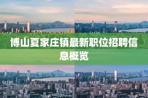 博山夏家庄镇最新职位招聘信息概览