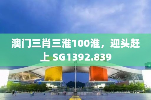 澳门三肖三淮100淮，迎头赶上 SG1392.839
