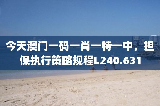 今天澳门一码一肖一特一中，担保执行策略规程L240.631