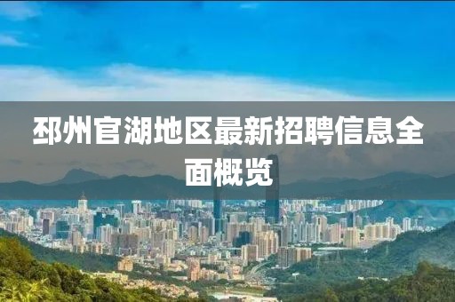 邳州官湖地区最新招聘信息全面概览
