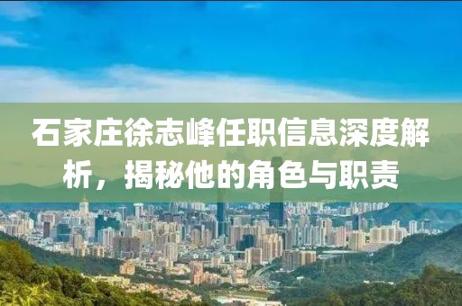 石家庄徐志峰任职信息深度解析，揭秘他的角色与职责