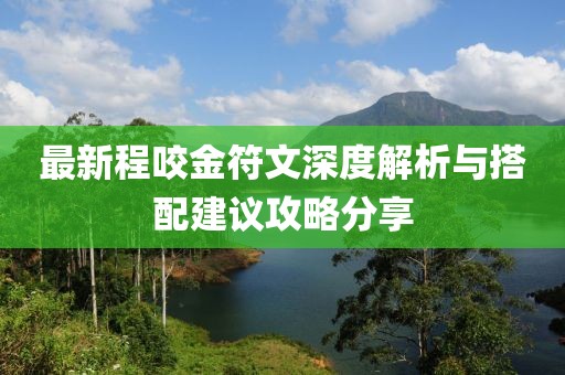 最新程咬金符文深度解析与搭配建议攻略分享