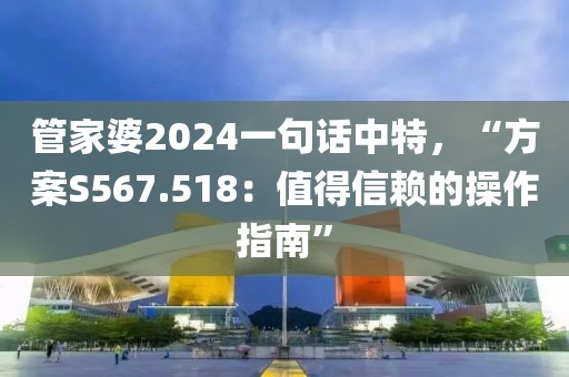 管家婆2024一句话中特，“方案S567.518：值得信赖的操作指南”