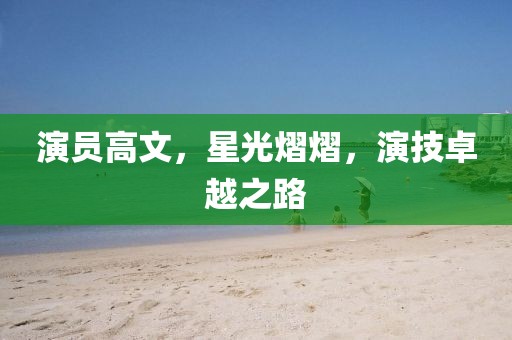 演员高文，星光熠熠，演技卓越之路