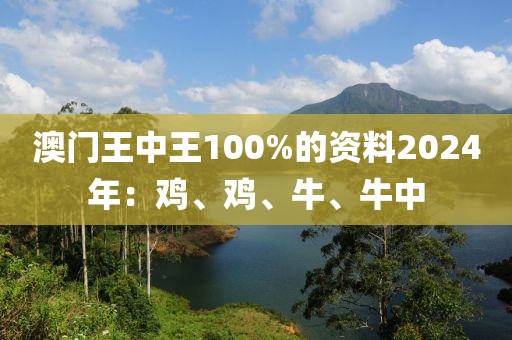澳门王中王100%的资料2024年：鸡、鸡、牛、牛中