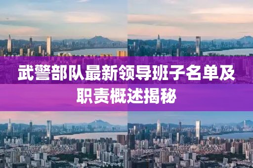 武警部队最新领导班子名单及职责概述揭秘