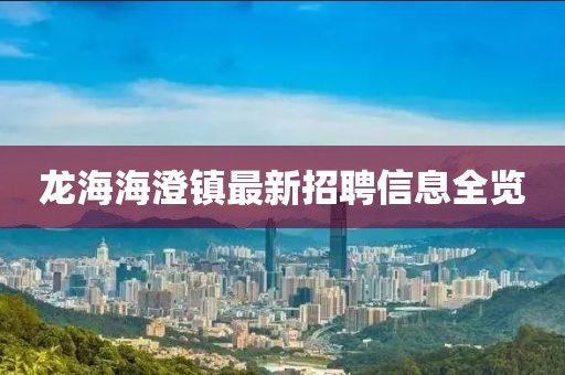 龙海海澄镇最新招聘信息全览