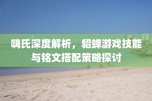 嗨氏深度解析，貂蝉游戏技能与铭文搭配策略探讨