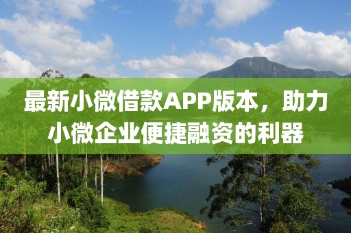 最新小微借款APP版本，助力小微企业便捷融资的利器