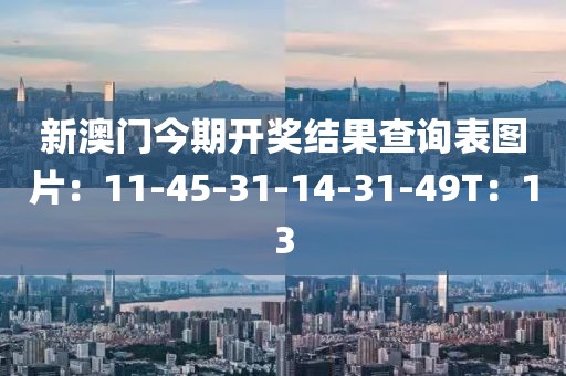 新澳门今期开奖结果查询表图片：11-45-31-14-31-49T：13