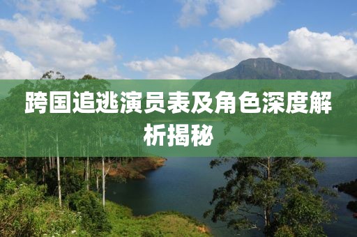 跨国追逃演员表及角色深度解析揭秘