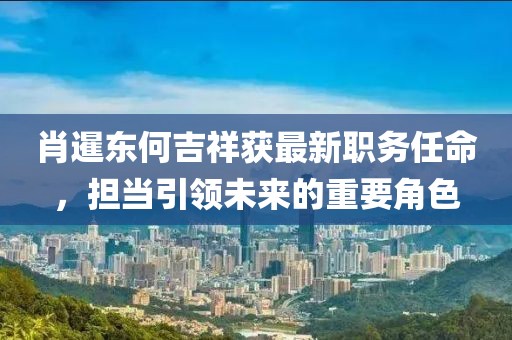 肖暹东何吉祥获最新职务任命，担当引领未来的重要角色