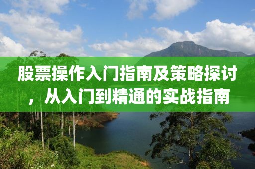 股票操作入门指南及策略探讨，从入门到精通的实战指南