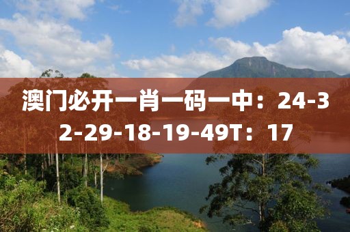 澳门必开一肖一码一中：24-32-29-18-19-49T：17