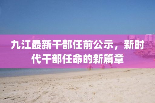 九江最新干部任前公示，新时代干部任命的新篇章