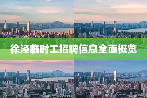 徐泾临时工招聘信息全面概览