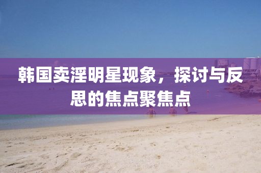 韩国卖淫明星现象，探讨与反思的焦点聚焦点