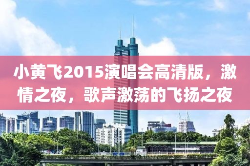 小黄飞2015演唱会高清版，激情之夜，歌声激荡的飞扬之夜