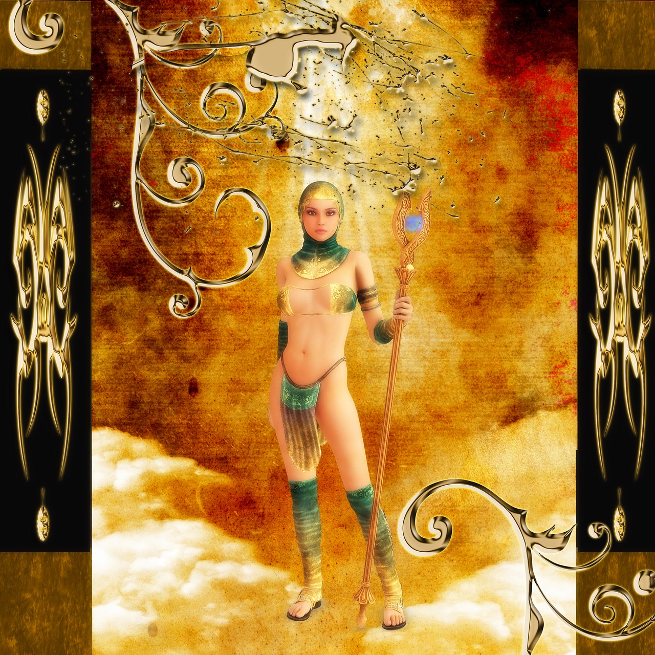 素描动漫少女，梦幻世界的细腻描绘